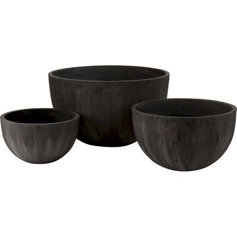 Lot de 3 Cache-pot extérieurs Waltham en Pierre - Ebène