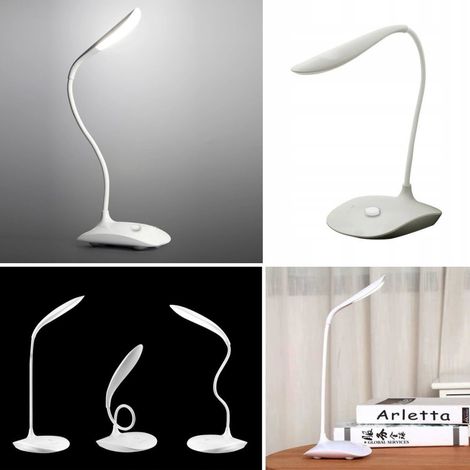 Trade Shop - 20 LED-Schreibtischlampe, weiß, verstellbares Licht, flexibler, ergonomischer Hals - (1/3)