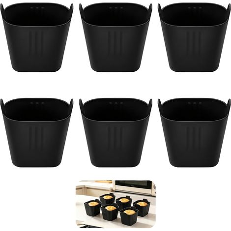 6PCS Moule Silicone Air Fryer, Accessoires Friteuse Sans Huile Pour Muffins et Oeufs, Ramequin Silicone Réutilisable Avec Poignées Anti-brûlure, Plat de Cuisson Individuel Antiadhésif Sans BPA (1/5)