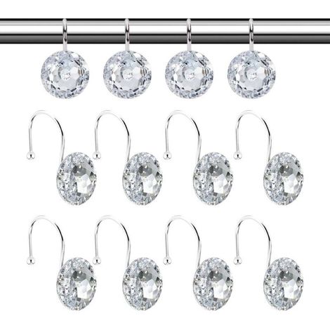 Set of 12 Stainless Steel Shower Curtain Rings for Shower Curtains, Decorative Shower Curtain Hooks, Suitable for Most Shower Curtains (1/5)