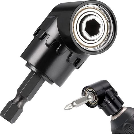 Perceuses à Angle Droit Adaptateur, Porte Adaptateur 105°, Foret D'angle de 1/4 Pouces, Porte-embout d'angle Multifonctionnel pour Le Perçage D'espaces (1/4)