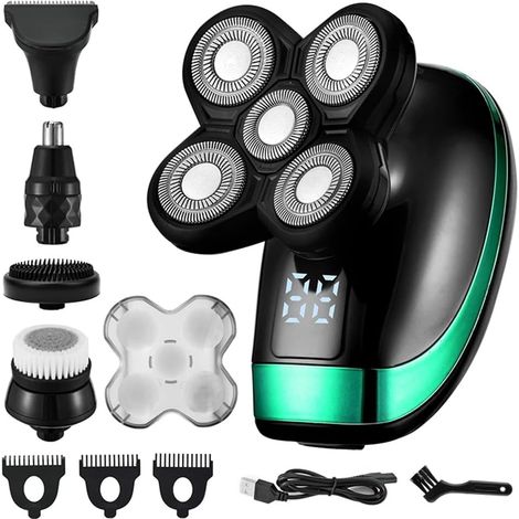 Rasoir Électrique Rechargeable 5 en 1, Coupe-Cheveux, Poils Du Nez, Tondeuse à Poils D'Oreilles, Brosse de Nettoyage Du pour (1/5)