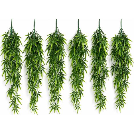 Pack of 6 x 80cm Artificial Trailing Fern Leaf Plant Hanging Faux Greenery Vine (1/5)