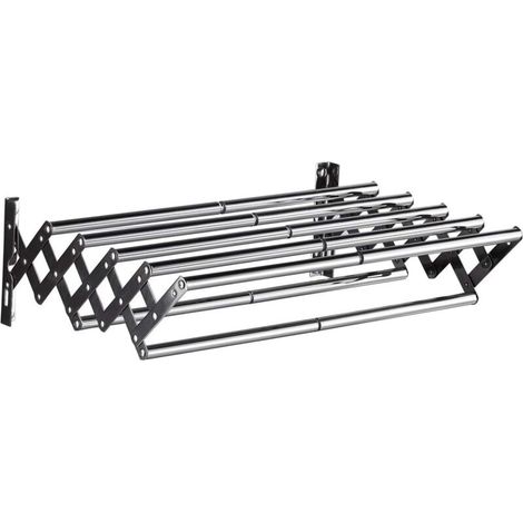 royaluxe -Porte-serviettes Sèche-Serviettes Extensible Fixation Murale Acier Inoxydable 5 Rails pour Salle De Bains Balcon Extéri Salon Séchoir mural, séchoir à linge pliable en acier inoxydable (1/5)