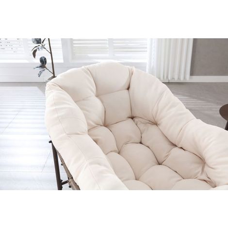 Fauteuil de jardin fauteuil à bascule format oversize structure en osier coussin épais style moderne blanc (1/5)