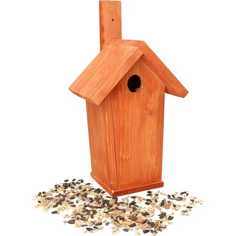 KOTARBAU Mangeoire à oiseaux en acajou à suspendre + nourriture gratuite (1/5)