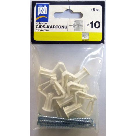 Tassello per cartongesso O 8 con vite, confezione da 6