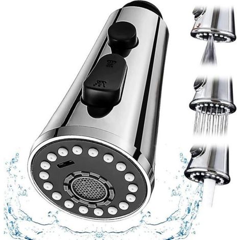 - 3 Modes Douchette Evier Cuisine,Tête Douchette Pour Mitigeur Extractible Cuisine,Tête Robinet Cuisine Douchette,Chromé,Rempl (1/3)