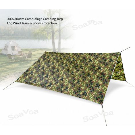 Bâche de camouflage 300x300cm, polyester 210T imperméable et anti-UV, idéale pour camping, plage et jardin, robuste (1/5)