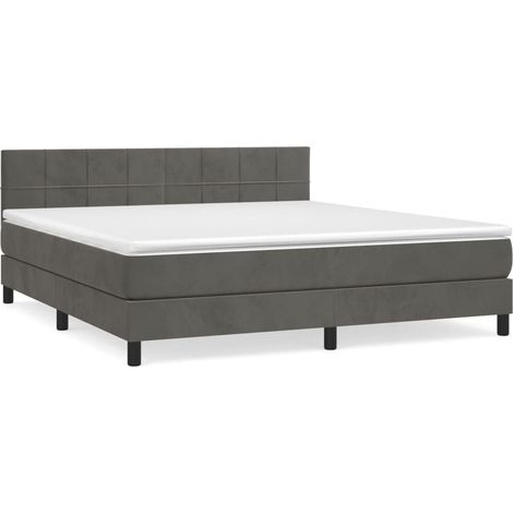 Maison Exclusive - Cama box spring con colchón terciopelo gris os (1/5)