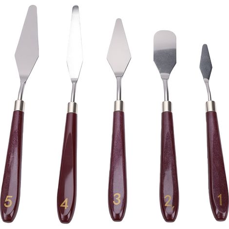 5 pièces couteau à palette poignée ergonomique facile à nettoyer spatule de peinture pour mélange, étalement, grattage, texturation (1/5)
