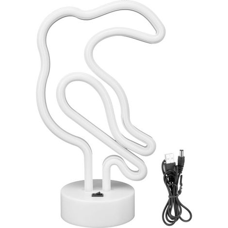Lampe néon en forme d'oiseau, veilleuse de bureau pour fête de mariage, chambre d'enfants, alimenté par USB/batterie, bleu (1/5)