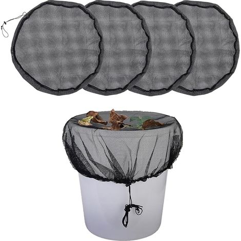 4 Pack Rain Barrel Mesh Cover with Drawstring to Prevent Leaves and Debris from Entering Rain Collection (1/5)