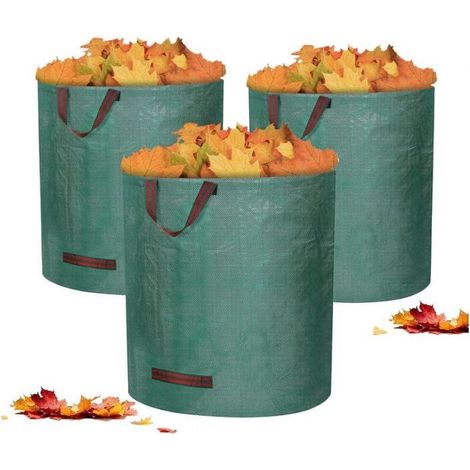 3 x 50L Garden Bag Garden Waste Bag - Self Standing and Foldable - Bin Bags for Garden Waste Lawn Foliage Green Cuttings - Reusable (1/4)