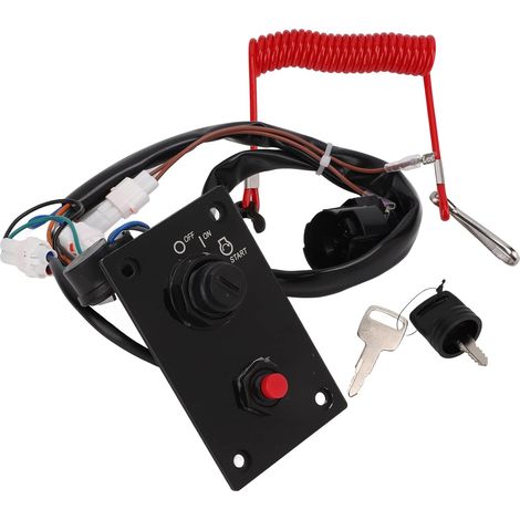 Panneau de Commutateur d'allumage de Moteur Hors-bord Marin, Interrupteur Vertical à clé Unique 3710096j24, Panneau de Commande en Métal avec Conception 12V, Idéal pour l'allumage de (1/5)