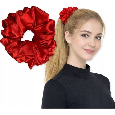 Satin-Haargummi ohne Gelenke, 10 cm, bequem, rot (1/5)