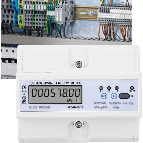 Compteur d'énergie triphasé 4 fils RS485 avec affichage LCD de la tension, du courant, de la fréquence et du facteur de puissance (1/5)