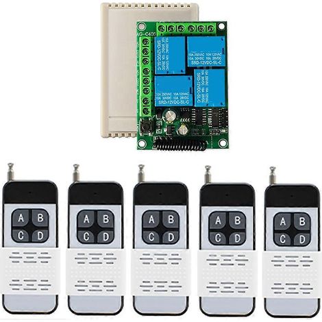 433-MHz-Funkfernbedienungsschalter, 110 V/220 V/240 V Wechselstrom, 4-Kanal-30-A-Relais für Garagentorbeleuchtung und Zutrittskontrollsysteme (1/5)