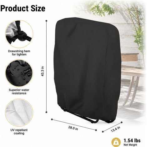 1 Pcs Housse Chaise Pliante 210D Oxford Noire 71x34x110cm Imperméable Anti-UV Extérieur Jardin (1/3)