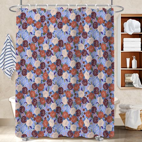 Kit rideau de douche en polyester 180x180 naturel voile de douche pour délimiter l’espace dans une salle de bain ouverte (1/5)