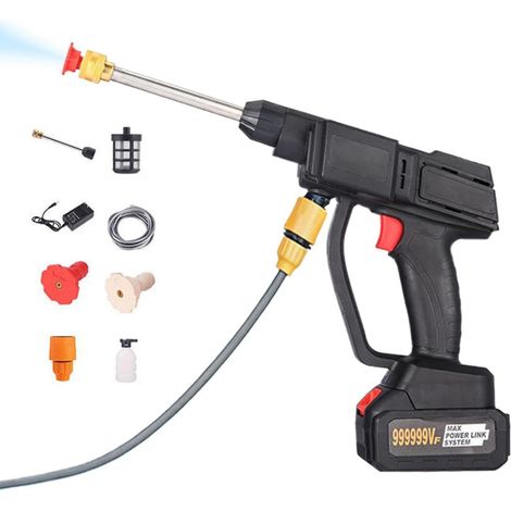 Nettoyeur Haute Pression sans Fil portatif Buse réglable pour arrosage Outil Portable et Autonome Pour Fenêtres, Extérieur, Voiture, Gazon, Jardin, Terrasse, , Maison (1/5)