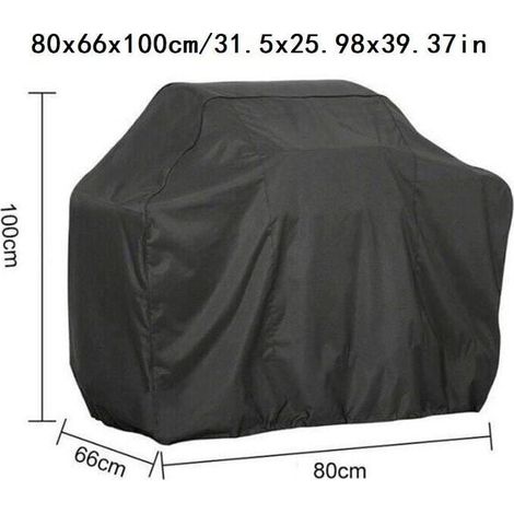 Housse de barbecue 80x66x100cm bâche de protection extérieur, housse de barbecue anti-UV imperméable, noire, coupe-vent et anti-poussière (1/5)