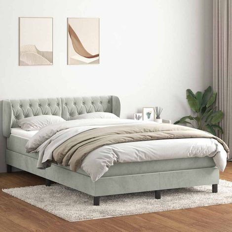 Boxspringbett mit Matratze Hellgrau 160x210 cm Samt
