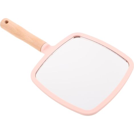 Miroir De Maquillage à Main avec Manche Bois Et Trou De Suspension pour Voyage Et Usage Personnel