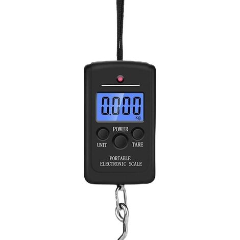 Pèse-personne portable avec écran LCD rétroéclairé 40 kg Balance électronique Pèse-bagages (noir)