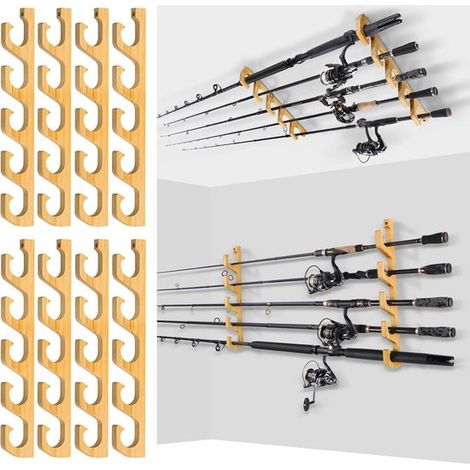 Support de tringle en bois robuste pour 5 tringles, fixation murale et plafond (1/5)