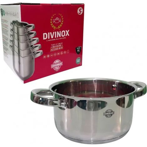 Set de 5 cacerolas de acero inoxidable 120x120x120