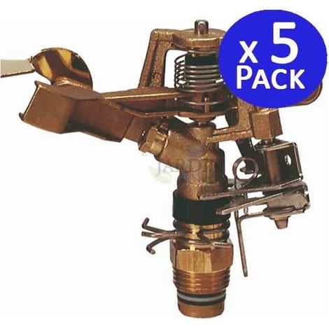 Pack 5 Aspersores Latón Sectorial 24º 1/2", Alcance 9 a 14 m, Riego Profesional