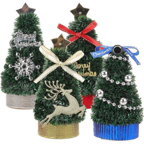Assorted Color Mini Christmas Trees for Xmas Decor 4Pcs Doll House (1/5)