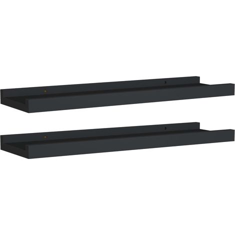 Étagère pour cadres photo MDF 40x9x3 cm 2 pcs Noir (1/5)