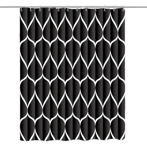 Filiyano-Rideau de douche anti-moisissure - Motif géométrique - 180 x 200 cm - Noir (1/5)