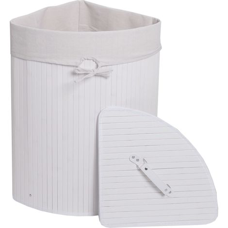 Panieràlinge d'angle HWC-C21, Laundry Bacàlinge Collecteur de linge, bambou 61x48x35cm 50l (1/5)