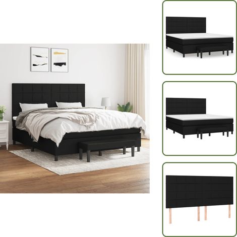 Letto con materasso a molle insacchettate - vidaXL Giroletto a Molle con Materasso Nero 160x200 cm in Tessuto - Letto con coprimaterasso