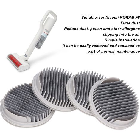 Ortviai Filtre pour aspirateur portable Xiaomi ROIDMI F8 – Lot de 4 écrans filtrants en ABS et filtre à particules fines (1/4)