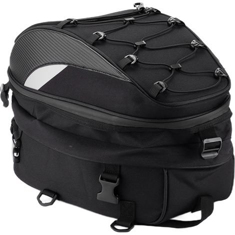 Sacoche arrière moto étanche, sac de réservoir Oxford haute densité tissé, bandes réfléchissantes, universel, blanc, bagagerie anti-pluie (1/5)
