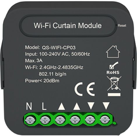 QS-WIFI-CP03 Tuya WiFi Module de commutateur de rideau intelligent Modification de la maison Partage d'appareil de téléphone portable Fonction de synchronisation APP Commande à distance compatible ave (1/5)
