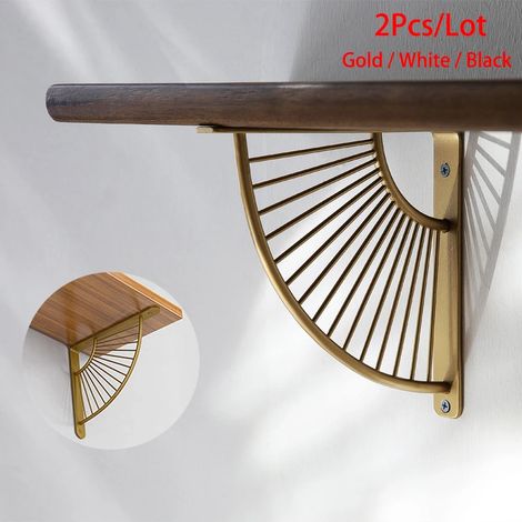 (Or 150x150mm) Lot de 2 supports d'étagère robustes en métal, trépied, 6/7,8/10/12 pouces, équerre de fixation murale avec vis (1/5)