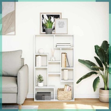 Bibliothèque - 858156 - blanc - bois d'ingénierie - 72 x 20 x 120,5 cm (1/5)
