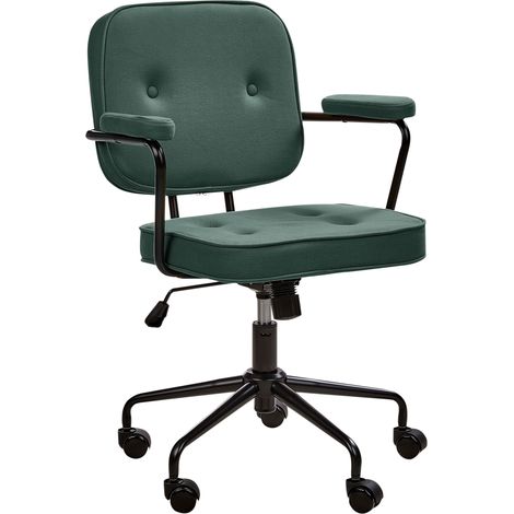 Sedia da ufficio in tessuto verde girevole con altezza regolabile e freno di sicurezza Pawnee
