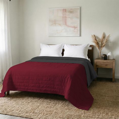 Couette d'été, 260x270 cm, Bordeaux/Gris Foncé (1/5)