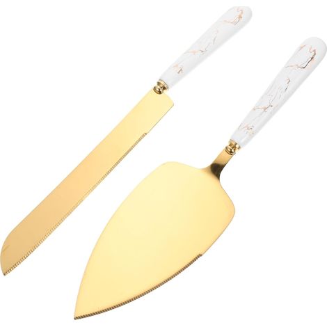 Spatule à Gâteau Délicate Et Coupe-gâteau En Inox Manche En Céramique Blanche, Dentelée Pour Découpe Facile, Ustensiles Pâtisserie Pour Mariage Et Fête, Ensemble Serveur Gâteau Pratique (1/5)