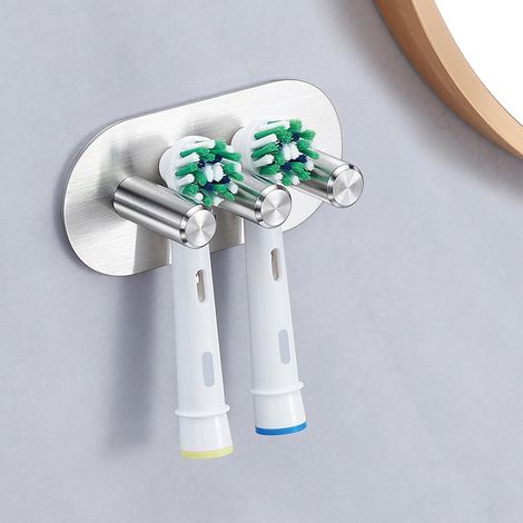 1 Support Brosse à Dents Mural, Métal Antirouille, Fixation Sans Perçage, Pour Salle de Bain (1/5)
