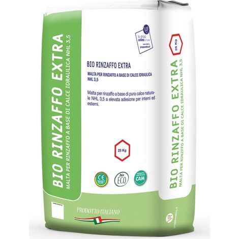 Bio rinzaffo extra malta per rinzaffo a base di calce naturale nhl 3,5 sacco kg. 25