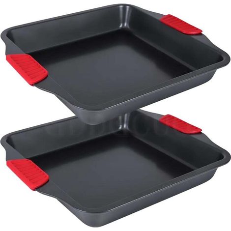 Lot de 2 plaques de cuisson avec poignées en silicone, antiadhésives, faciles à nettoyer et sûres. (1/5)
