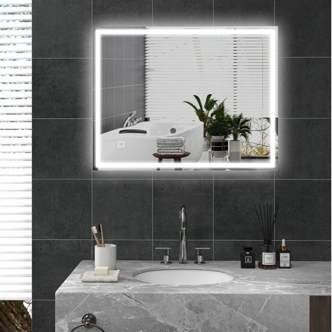 Miroir salle de bain LED 90x70 antibuée tactile HAVRYA (1/5)