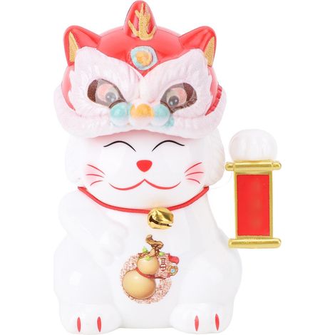 Chat Porte-Bonheur Solaire Blanc Automatique - Hochement de Tête, Décoration Voiture Intérieur, 8x4.5cm, Sans Pile, Cadeau Original (1/5)